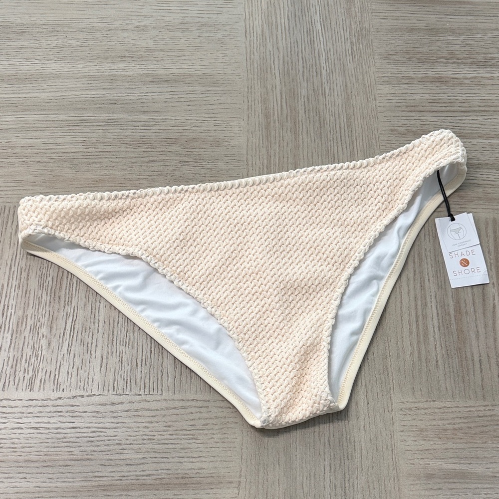 Shade & Shore Textured Cream Bikini Bottom